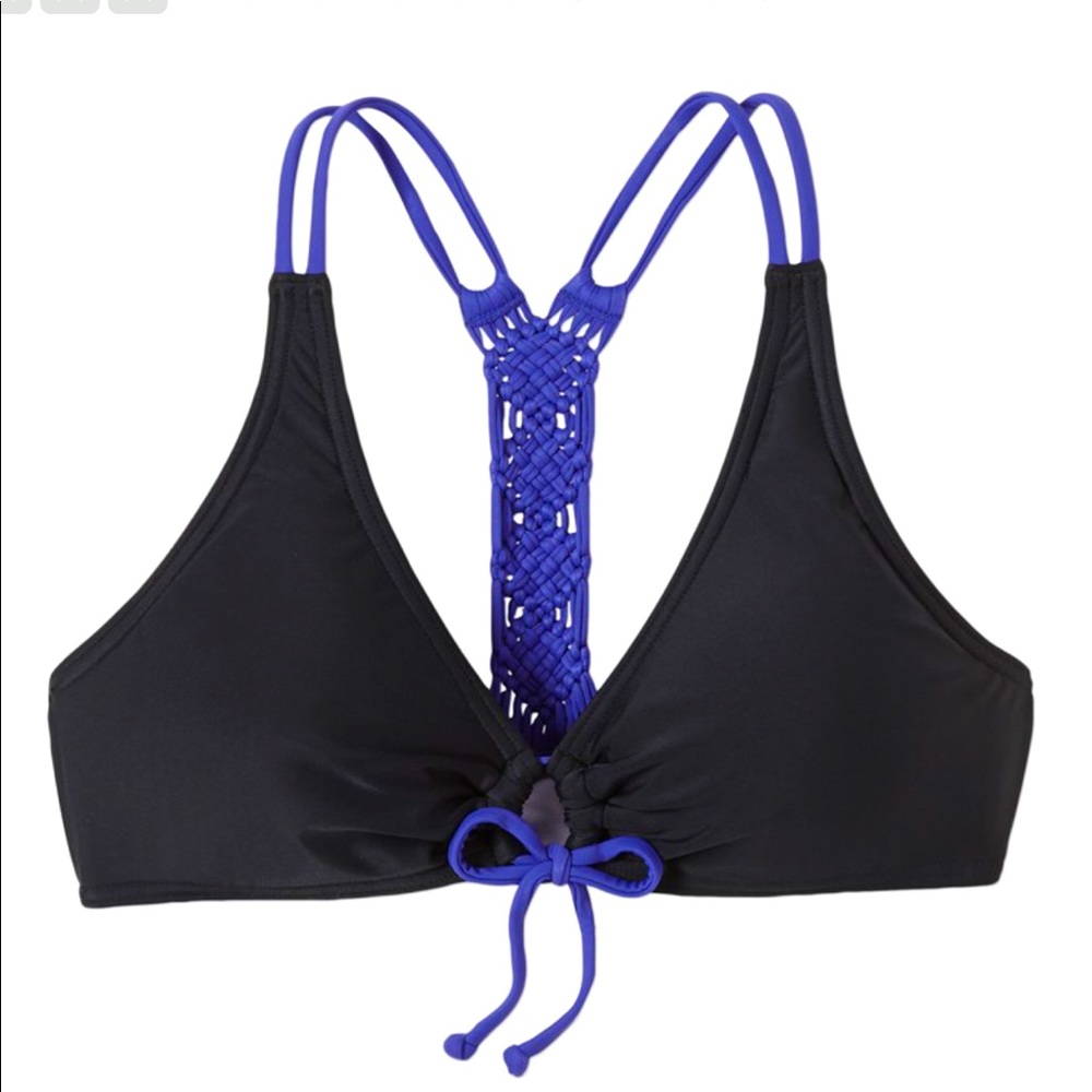 NWT Prana Inez Braided Bikini Top In Black/Purple